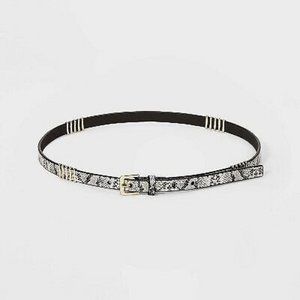 Women’s Snake Print Thin Belt with Metal Wrap XXL